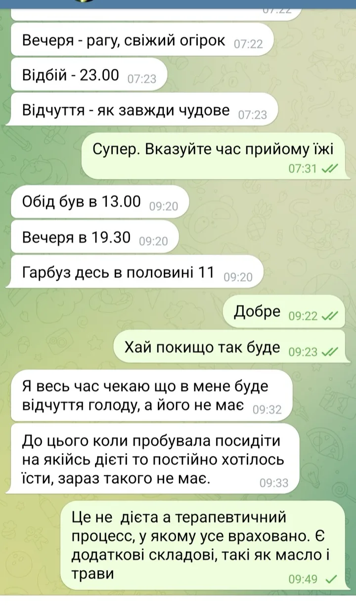 Повідомлення в Telegram про дію трав і процесу